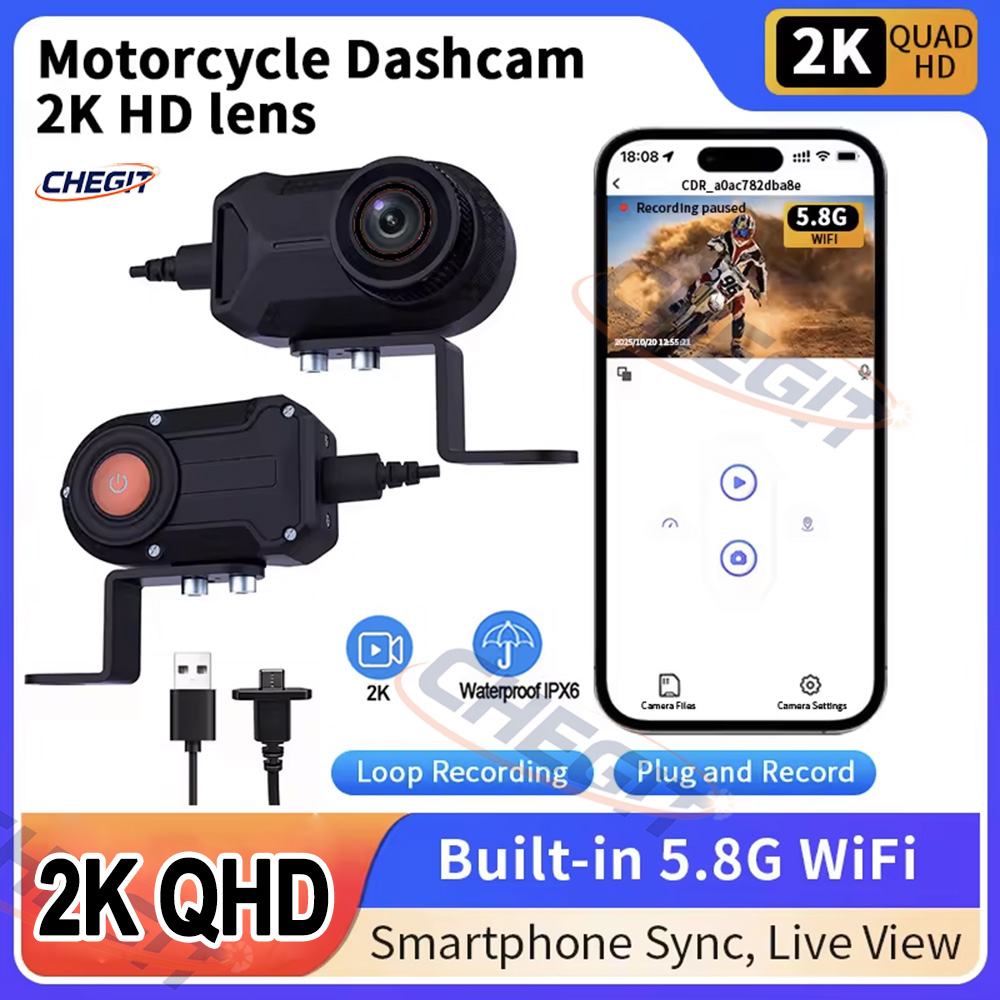 Compact Camera Mirrorless - Мотоциклетный видеорегистратор 2K HD с Wi-Fi,