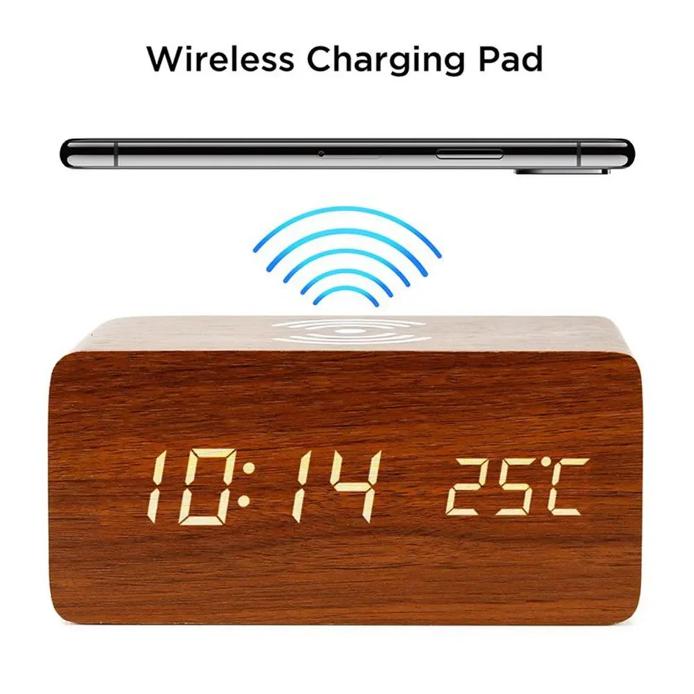 Modern Electronics Gadgets - Будильник, светодиодные цифровые деревянные настольные часы
